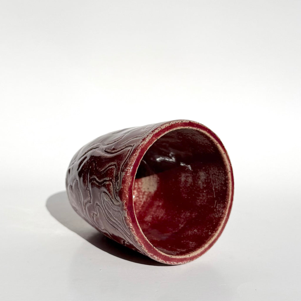 Carved Cup - Raspberry Squiggles