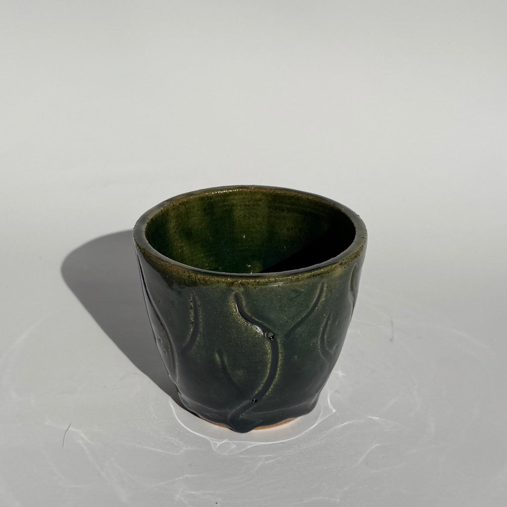Carved Cup - Green Vines