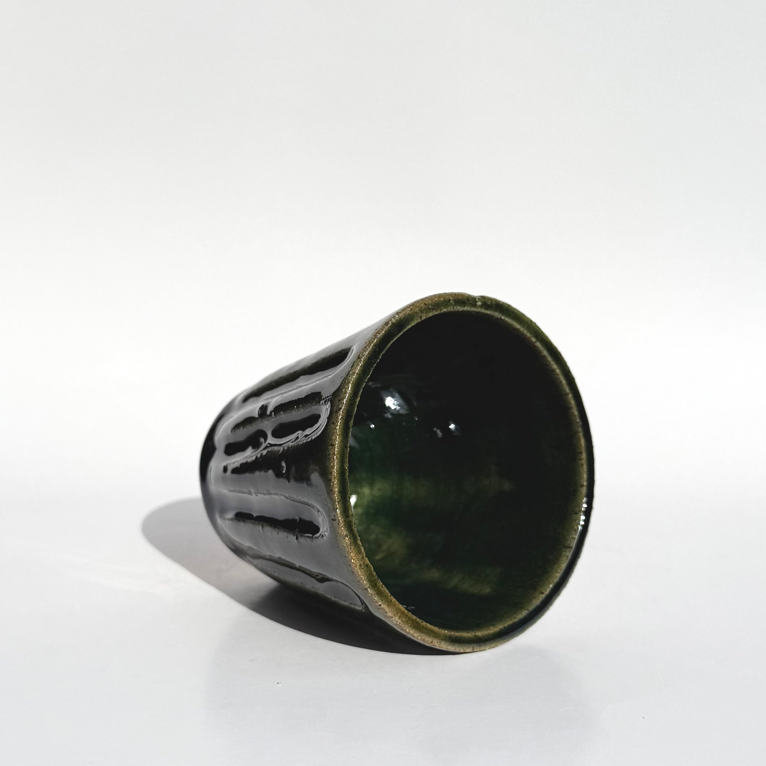 Carved Cup - Green Long Lines