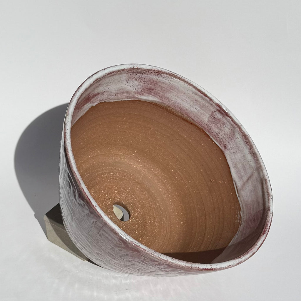 Large Squiggle Pattern Planter - White Raspberry Wax