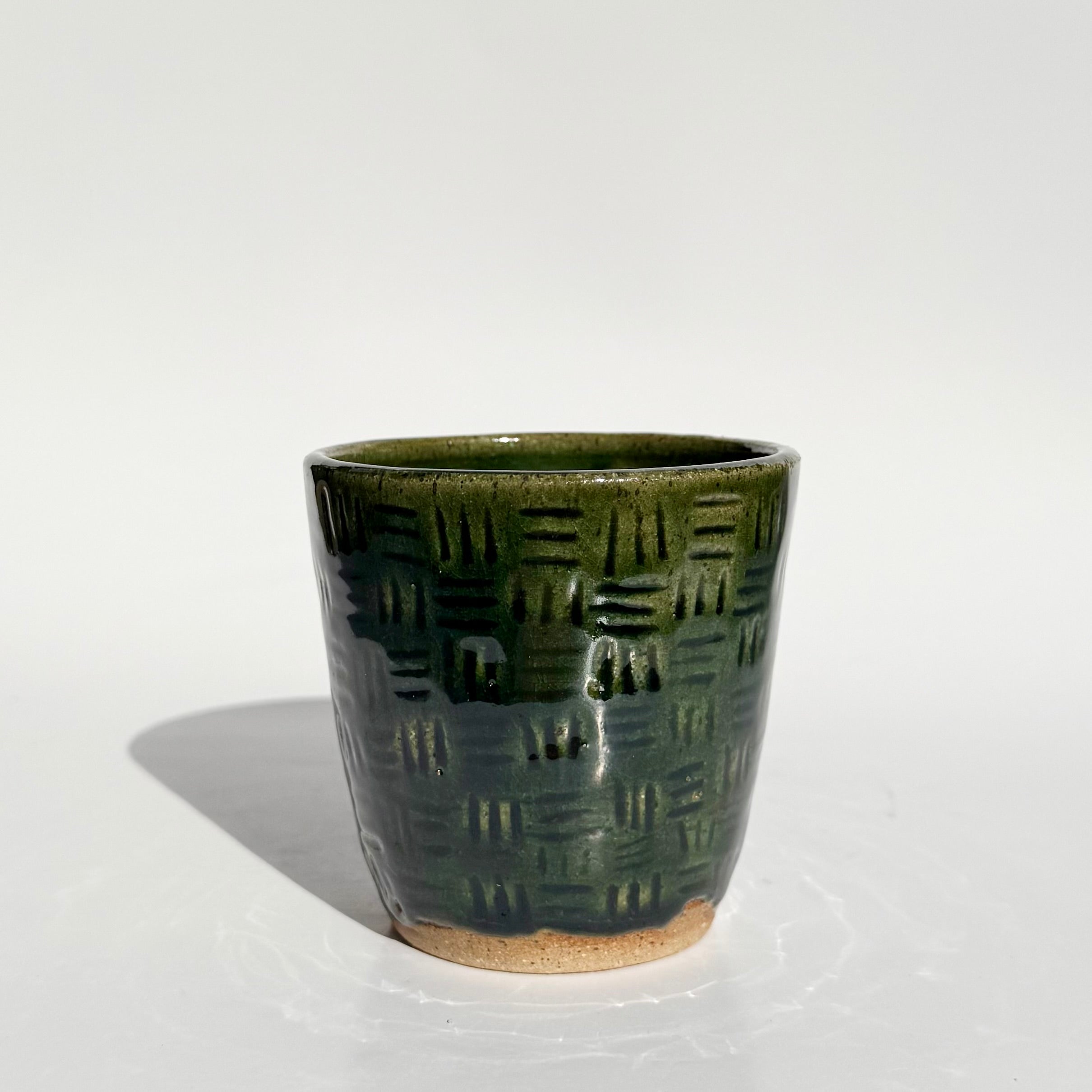 Carved Cup - Green Little Lines