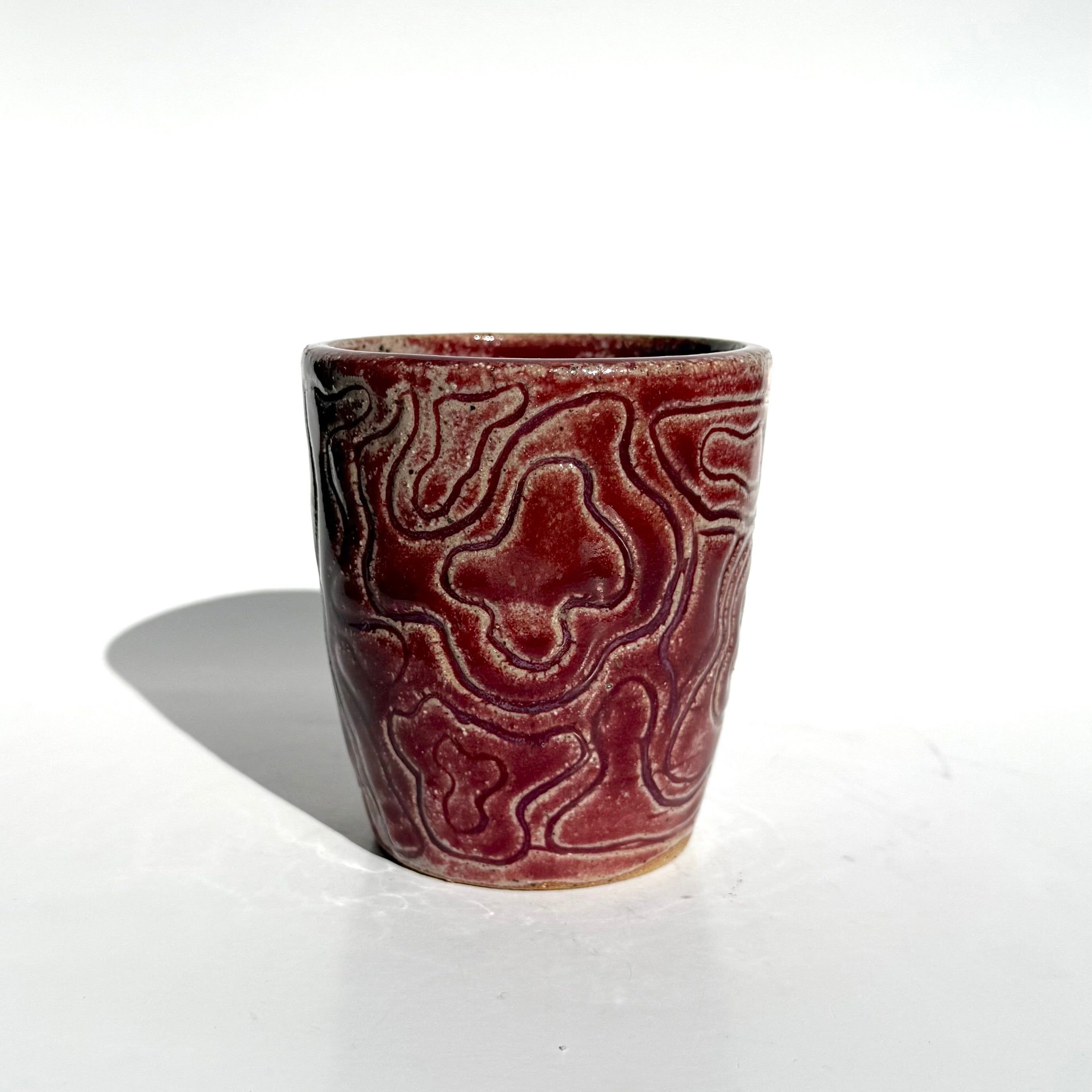 Carved Cup - Raspberry Squiggles