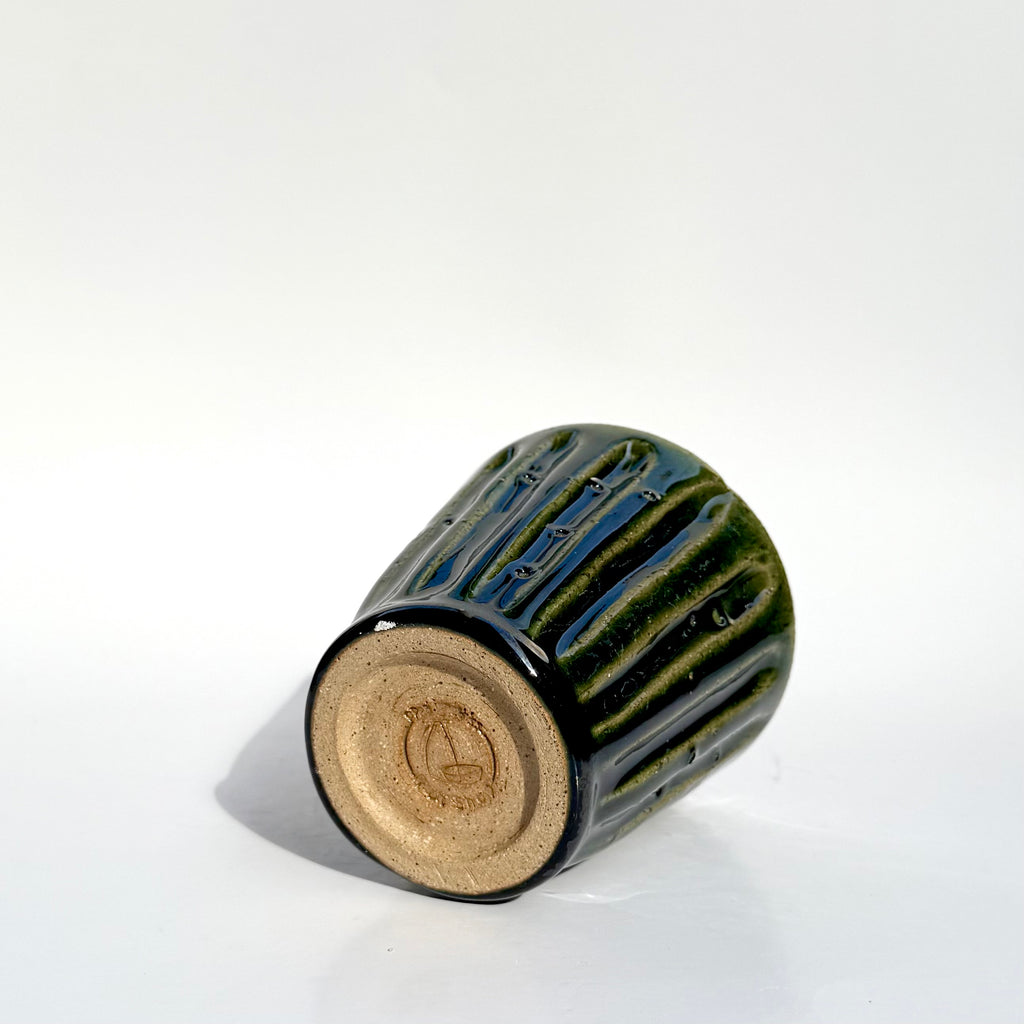 Carved Cup - Green Long Lines