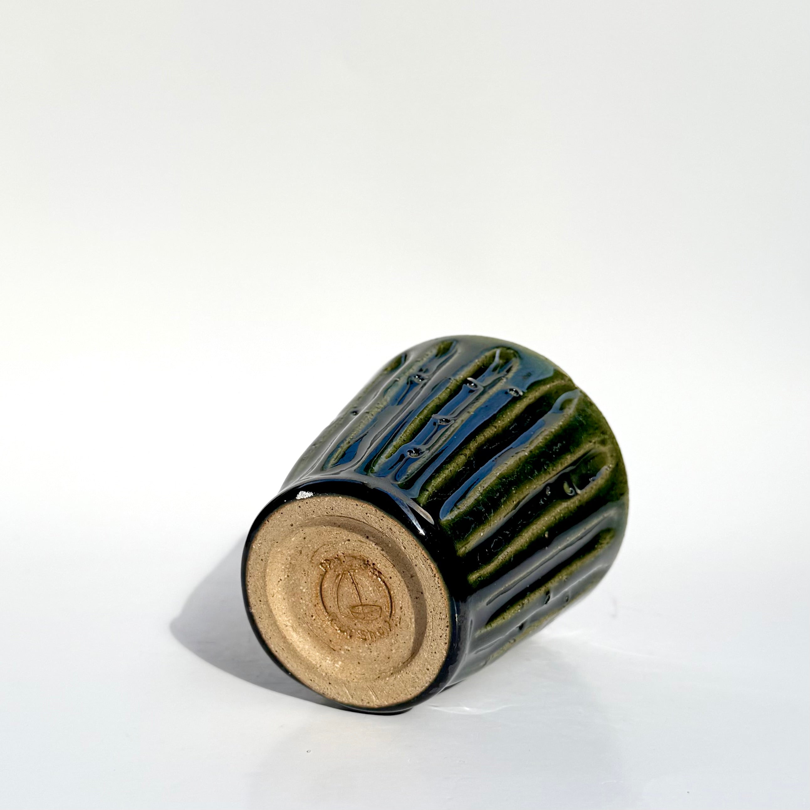 Carved Cup - Green Long Lines