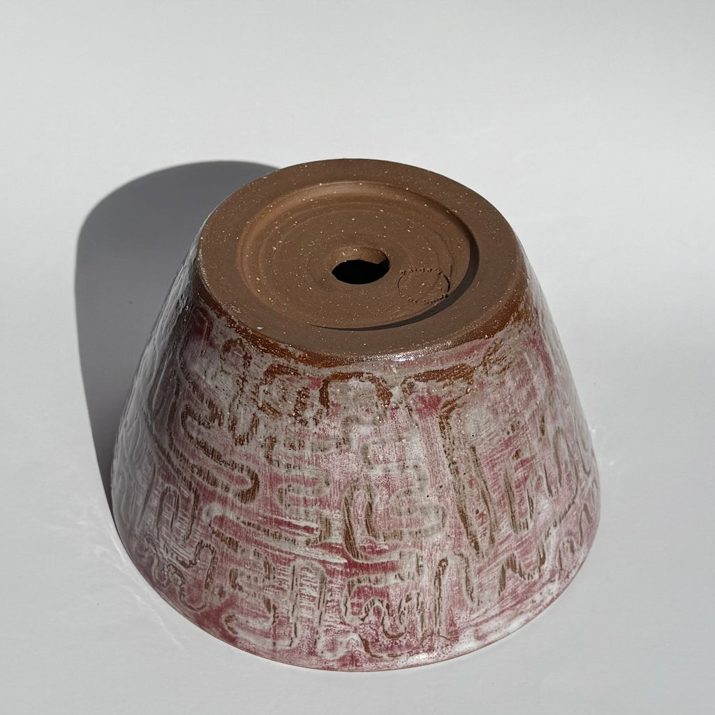 Large Squiggle Pattern Planter - White Raspberry Wax