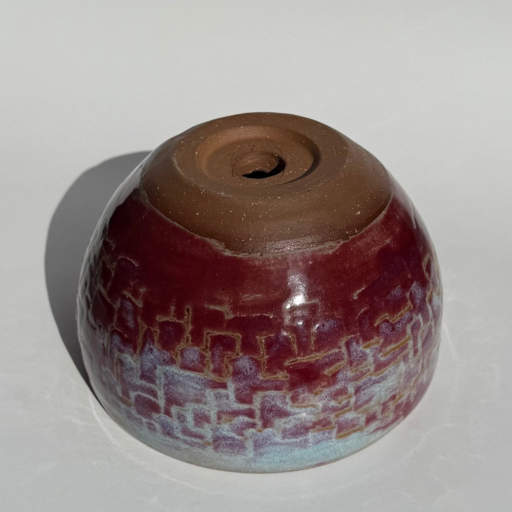 Medium Squiggle Pattern Planter - Raspberry Celadon Wax