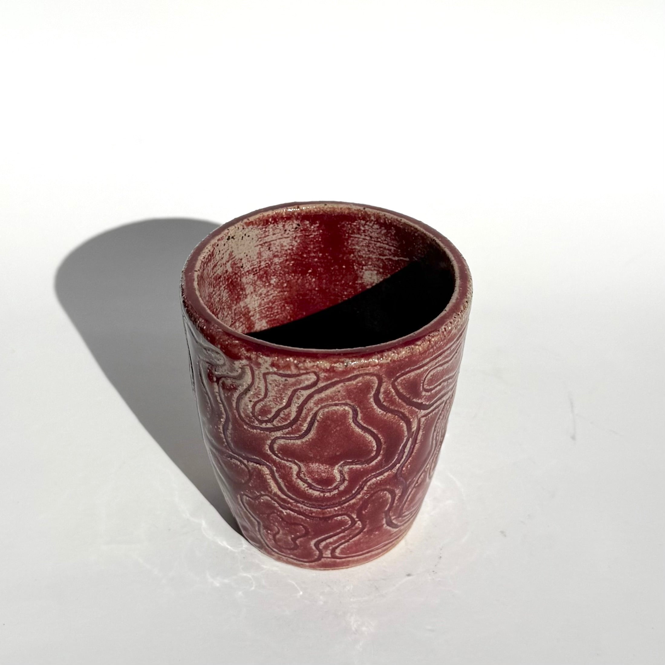 Carved Cup - Raspberry Squiggles