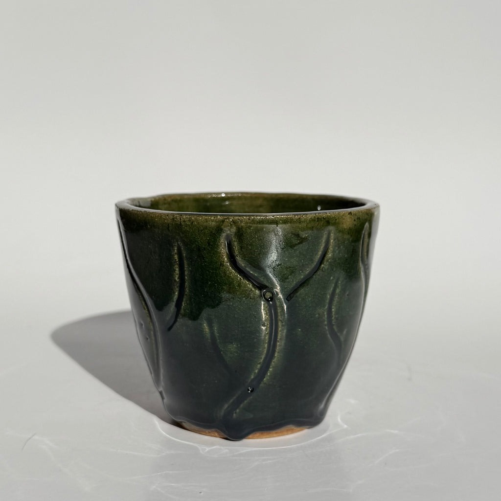 Carved Cup - Green Vines