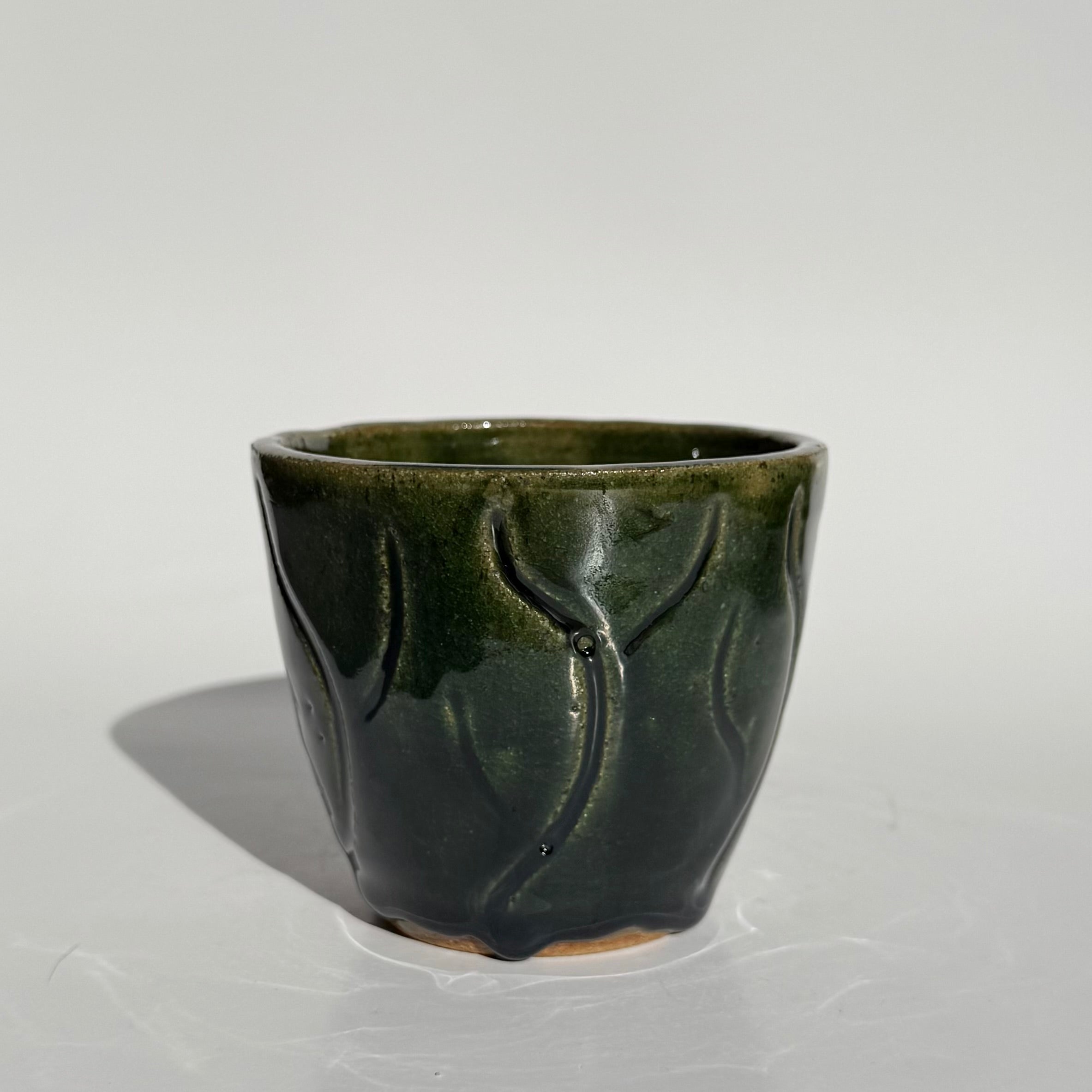Carved Cup - Green Vines