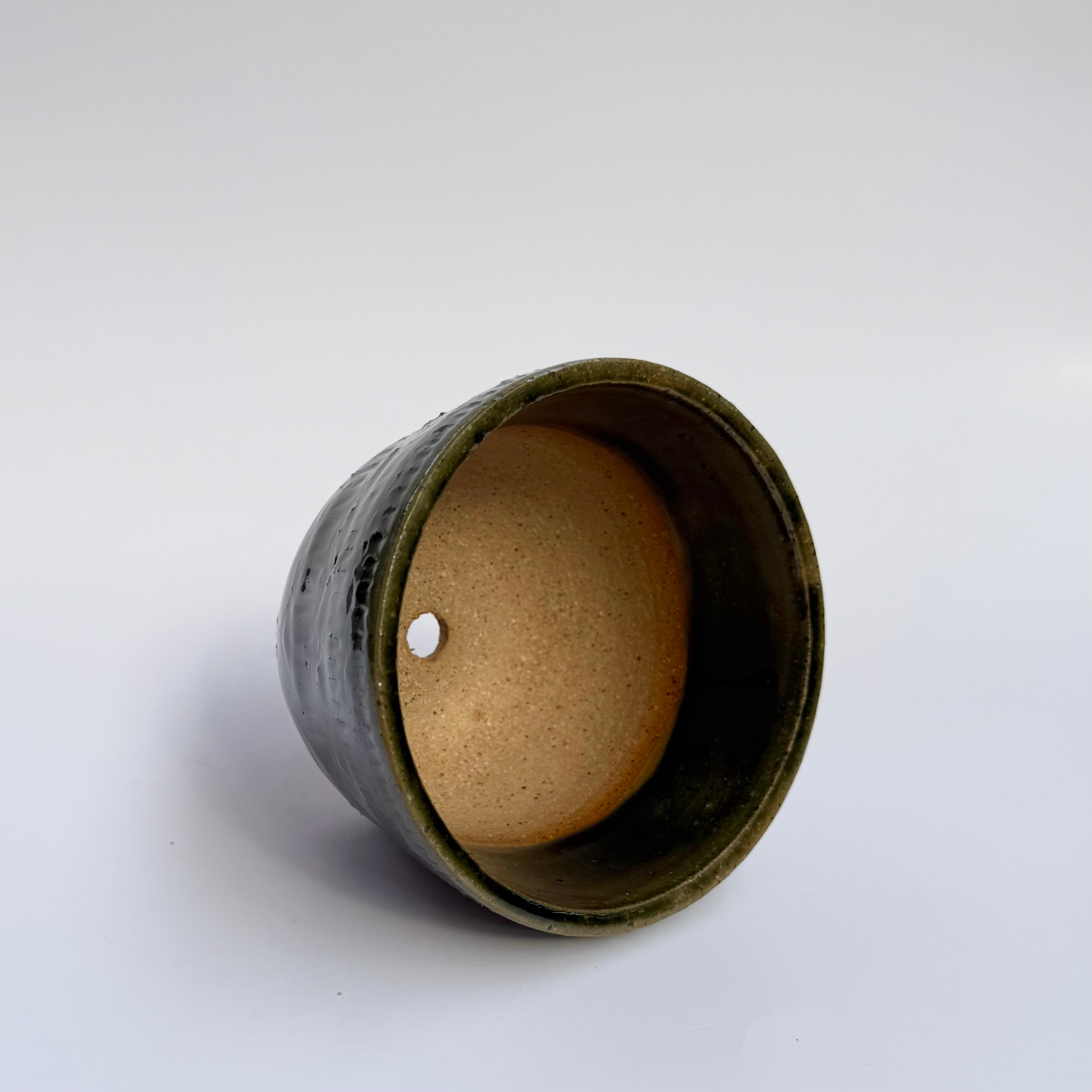 Small Carved Pot - Dark Green