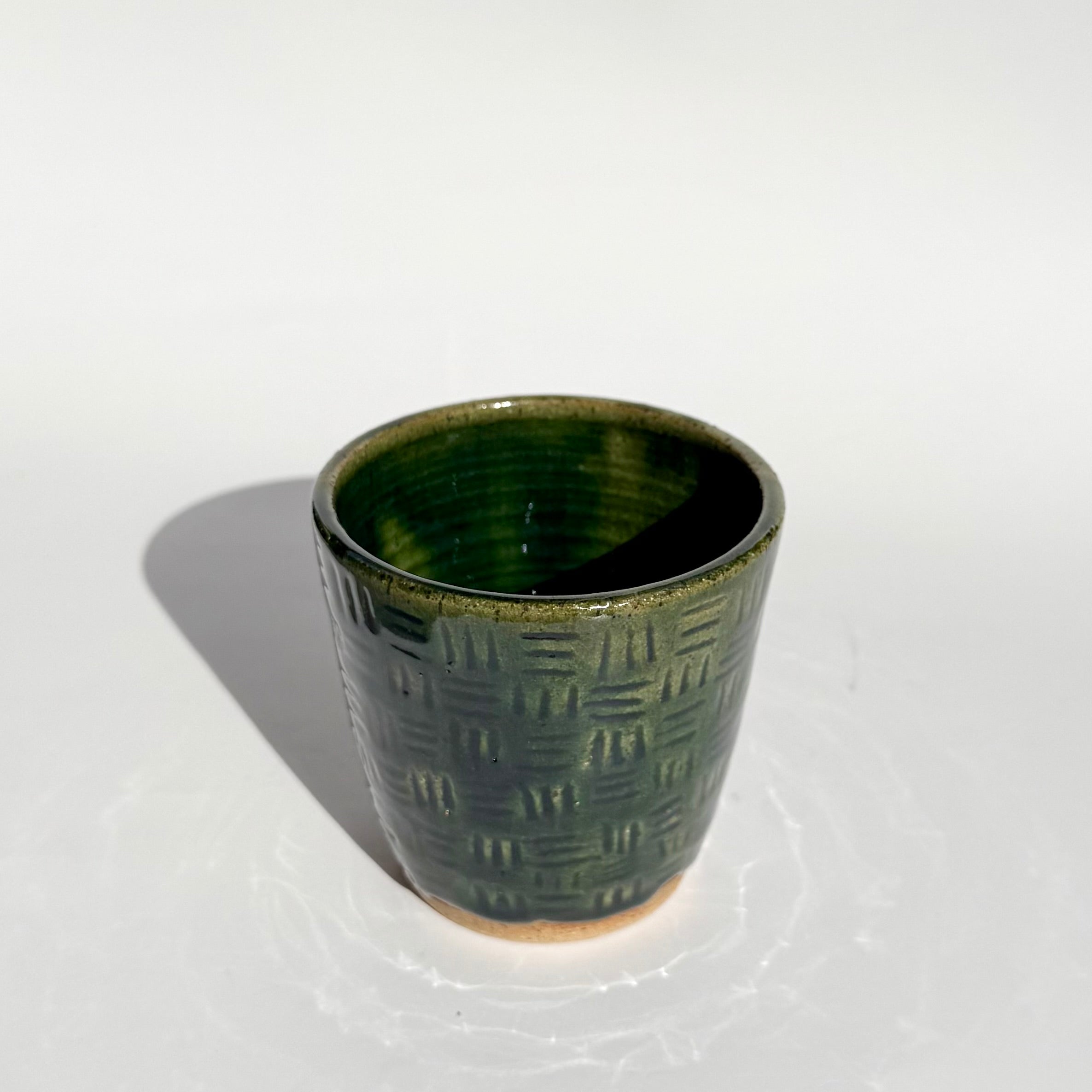 Carved Cup - Green Little Lines