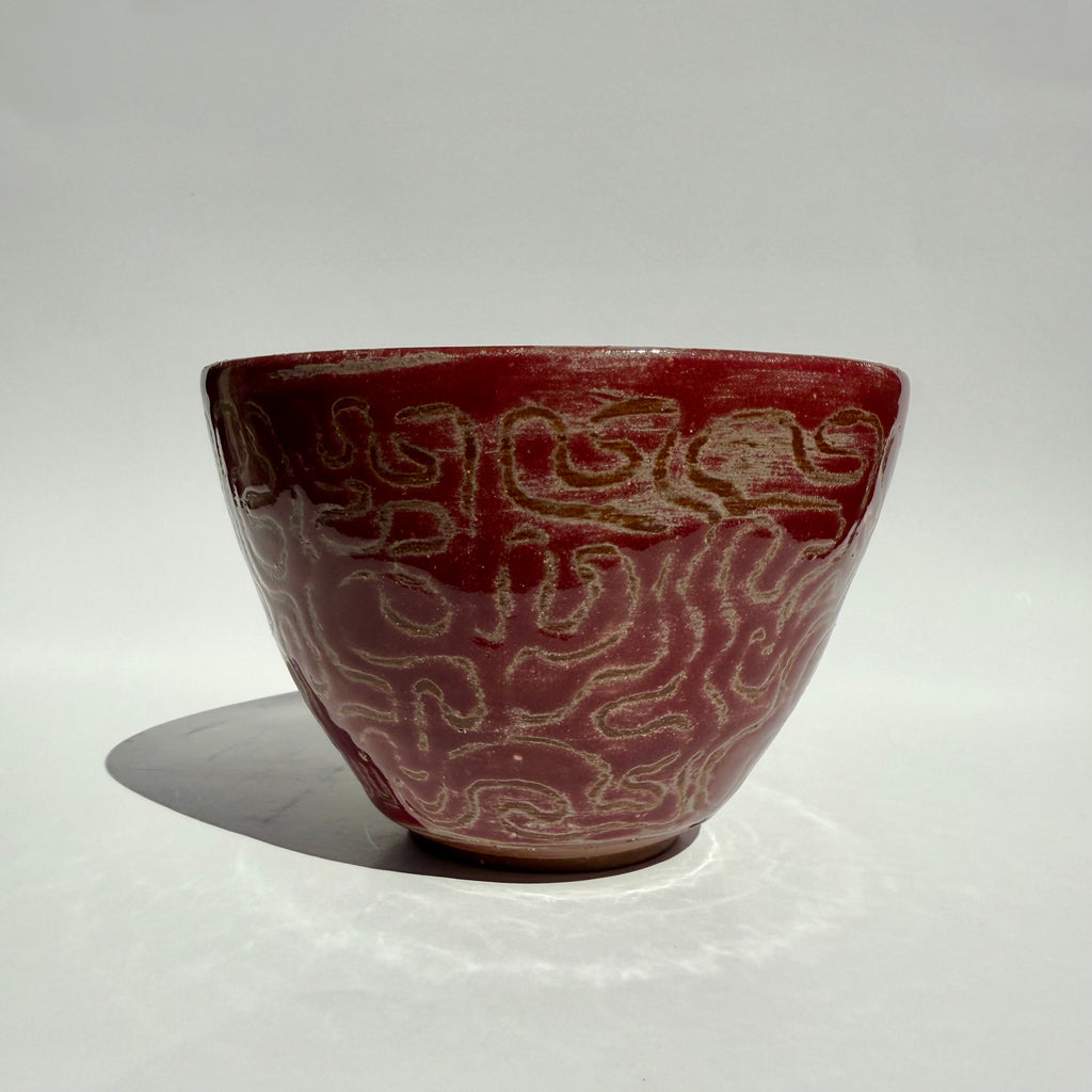Squiggle Pattern Bowl - Raspberry