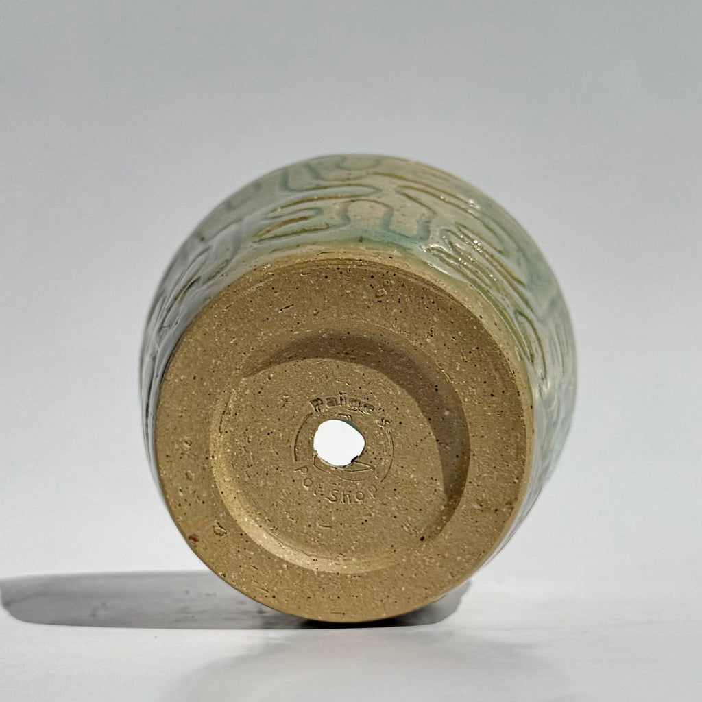 Small Squiggle Carved Pot - Celadon