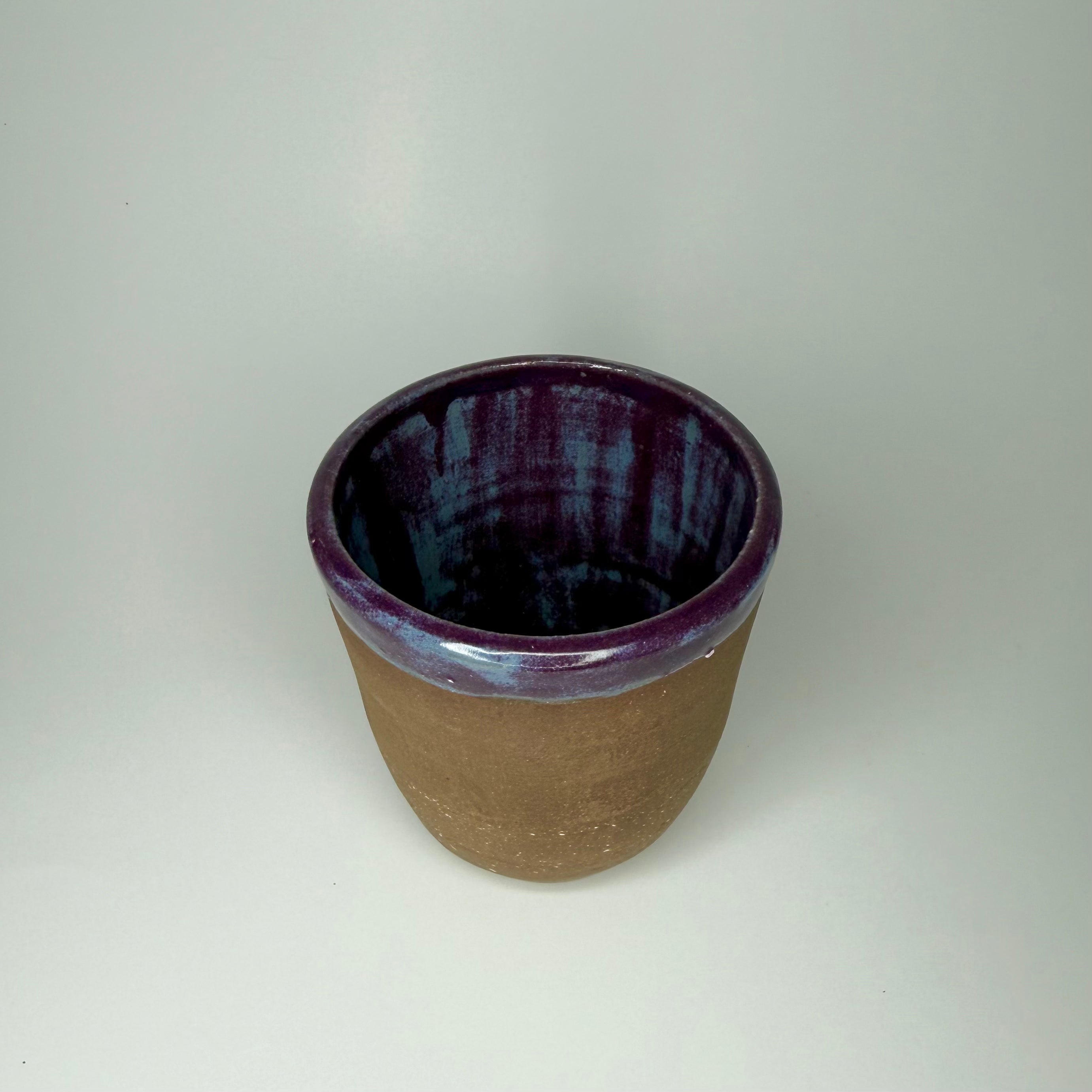Brown Clay Cup - Indigo
