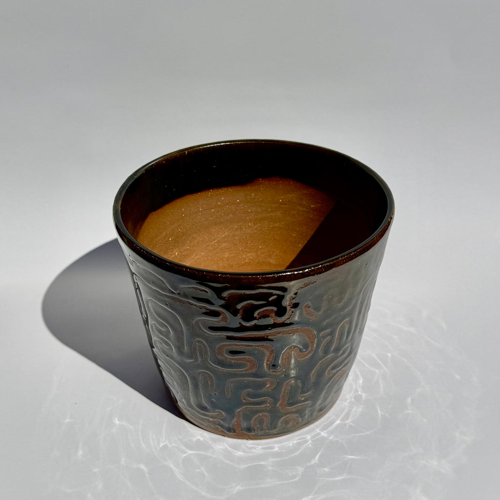 Medium Squiggle Pattern Planter - Green