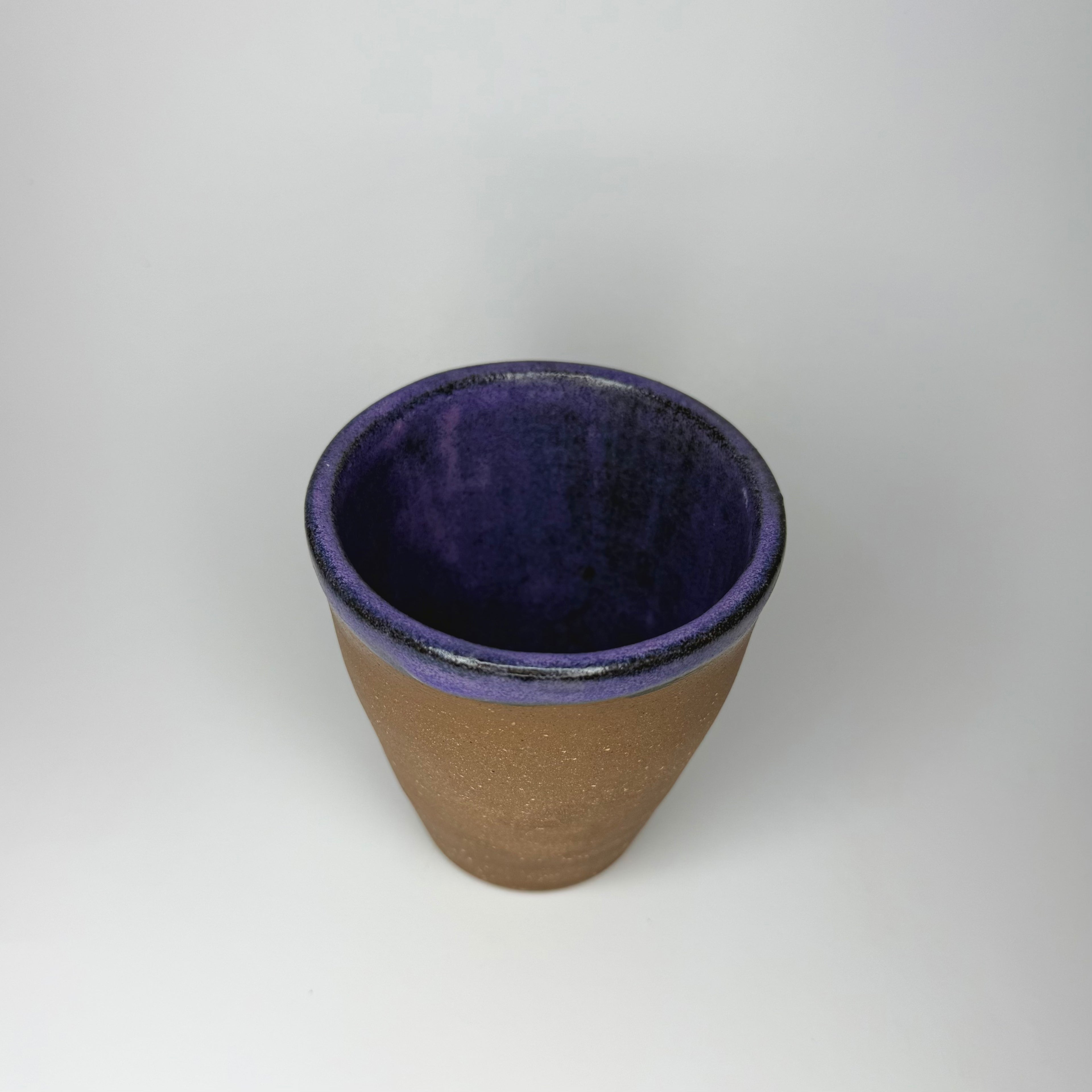 Brown Clay Cup - Purple