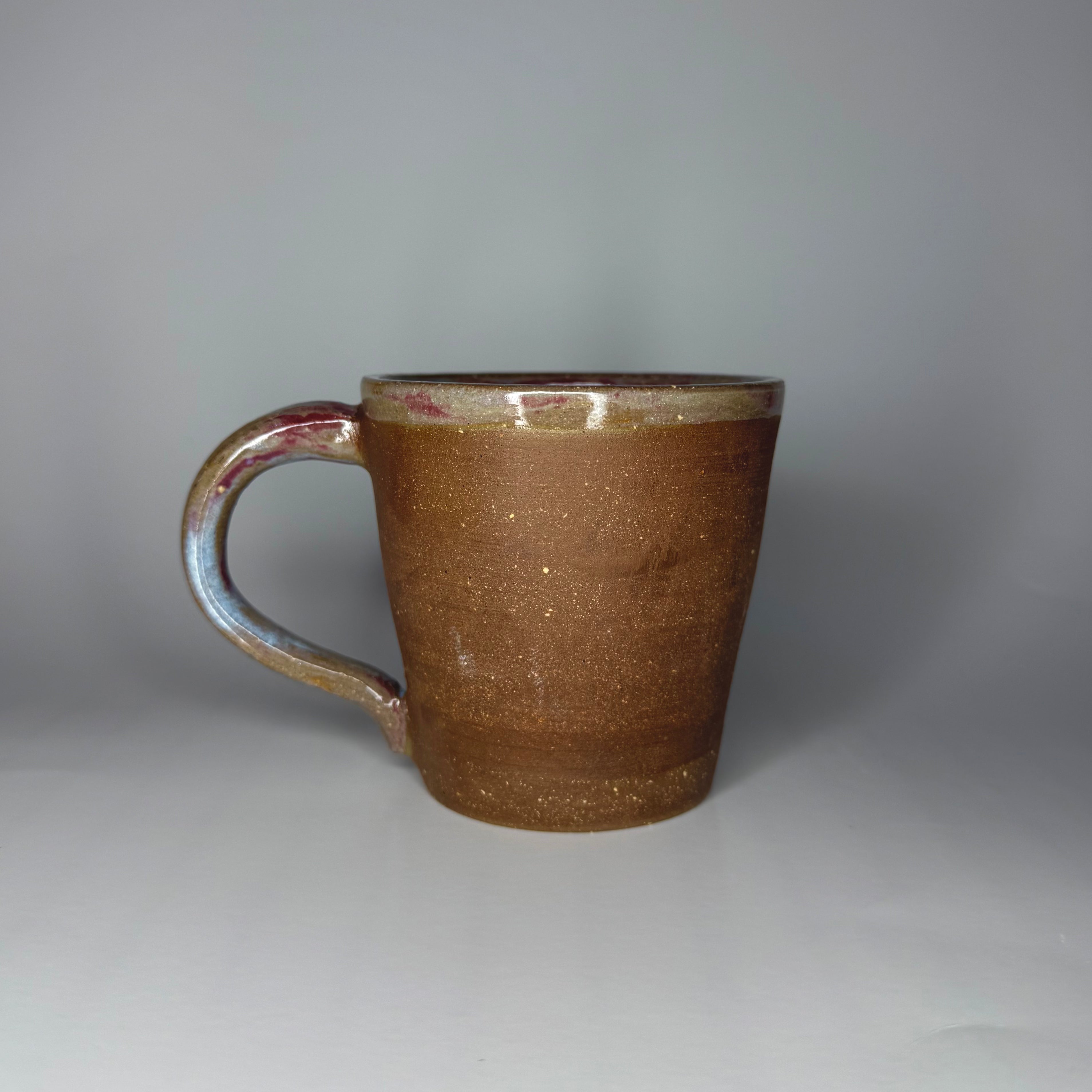 Brown Clay Mug - Raspberry Celadon