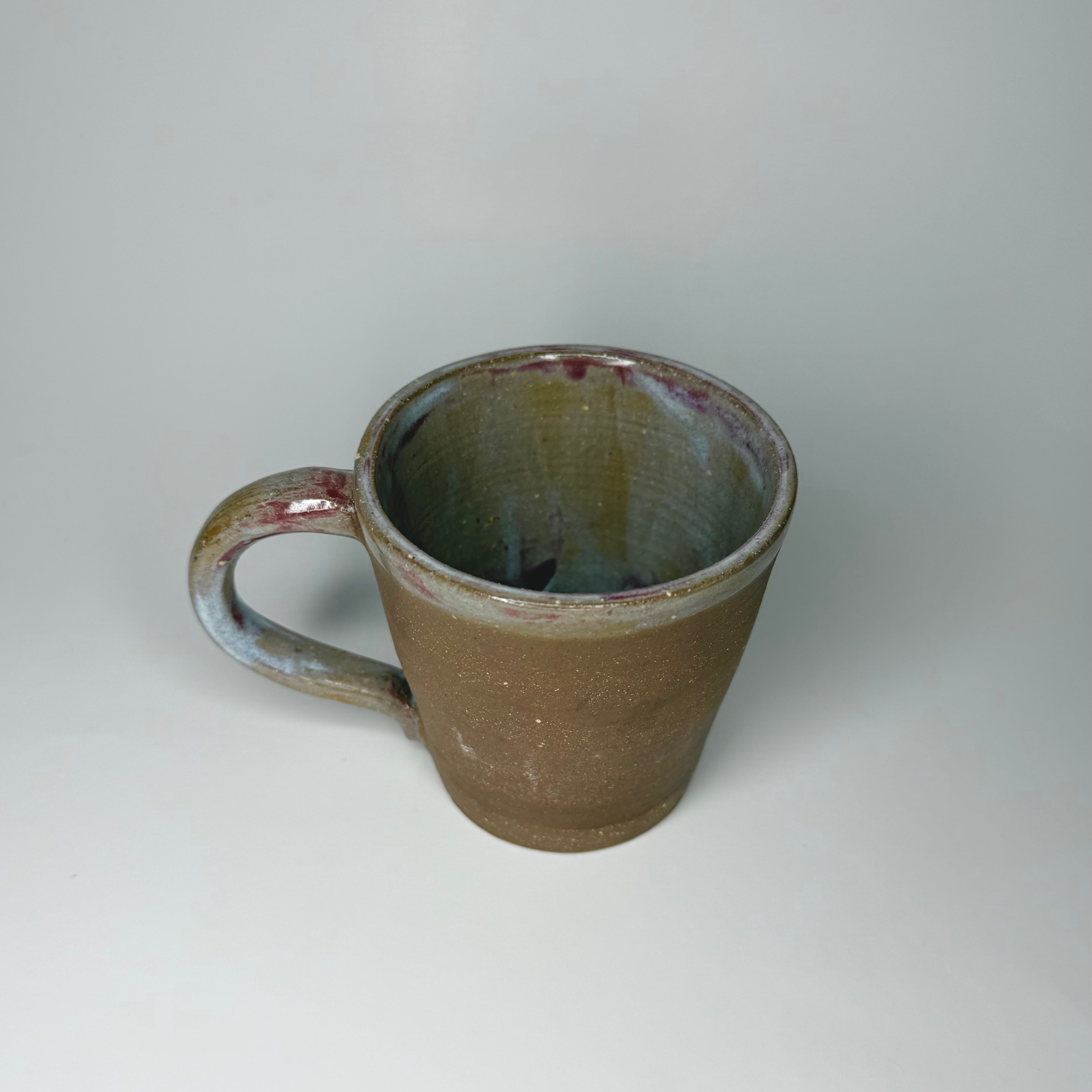 Brown Clay Mug - Raspberry Celadon