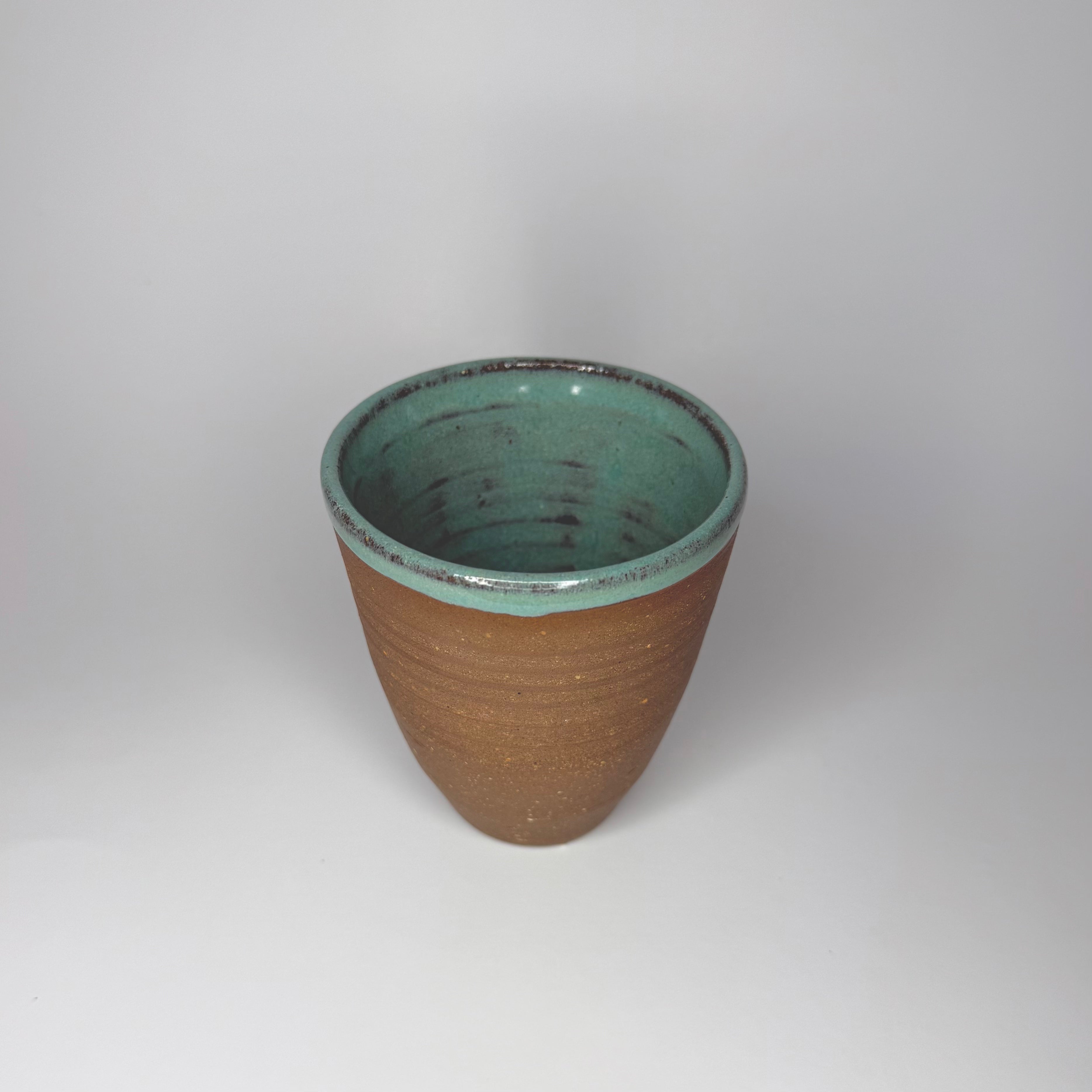 Brown Clay Cup - Light Blue