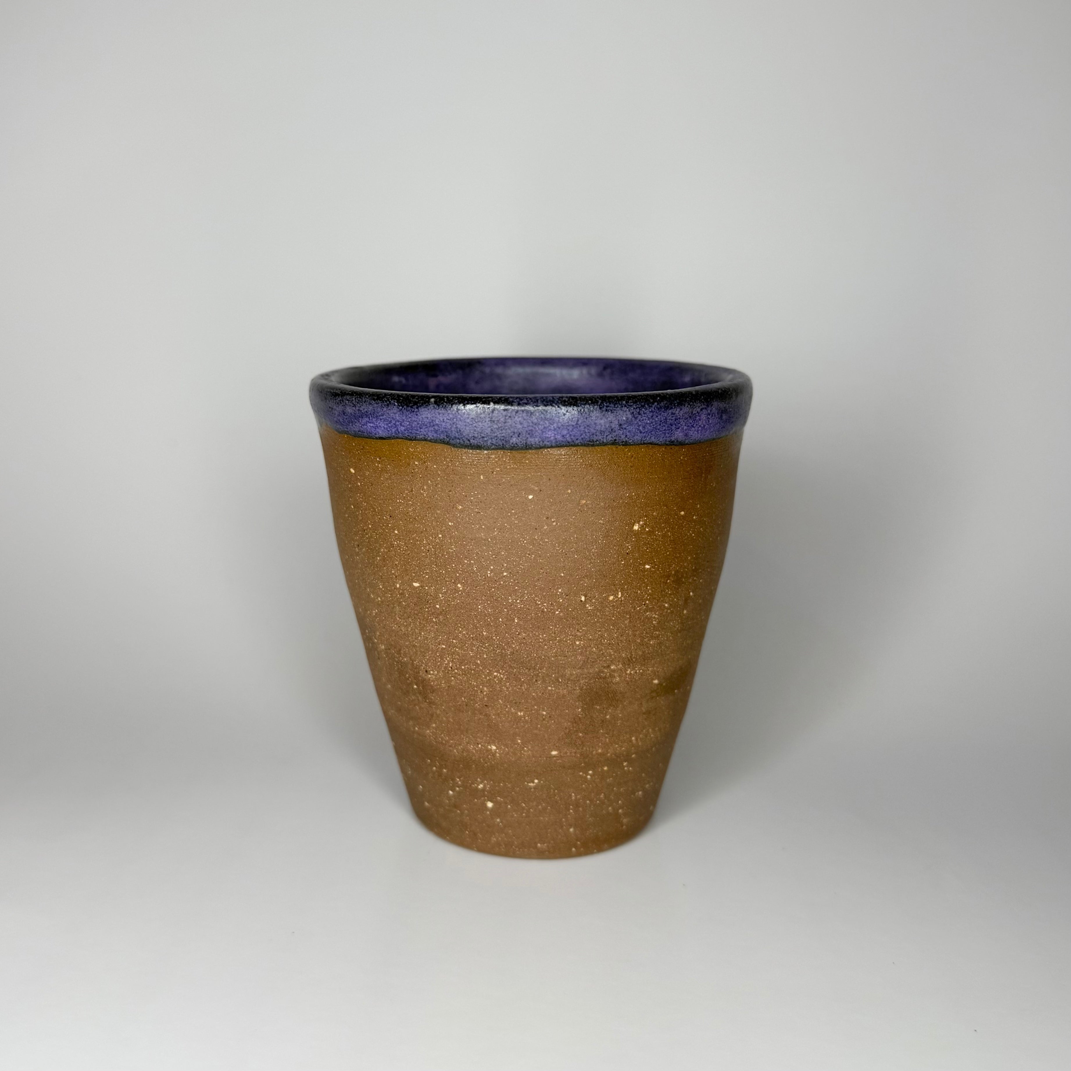 Brown Clay Cup - Purple