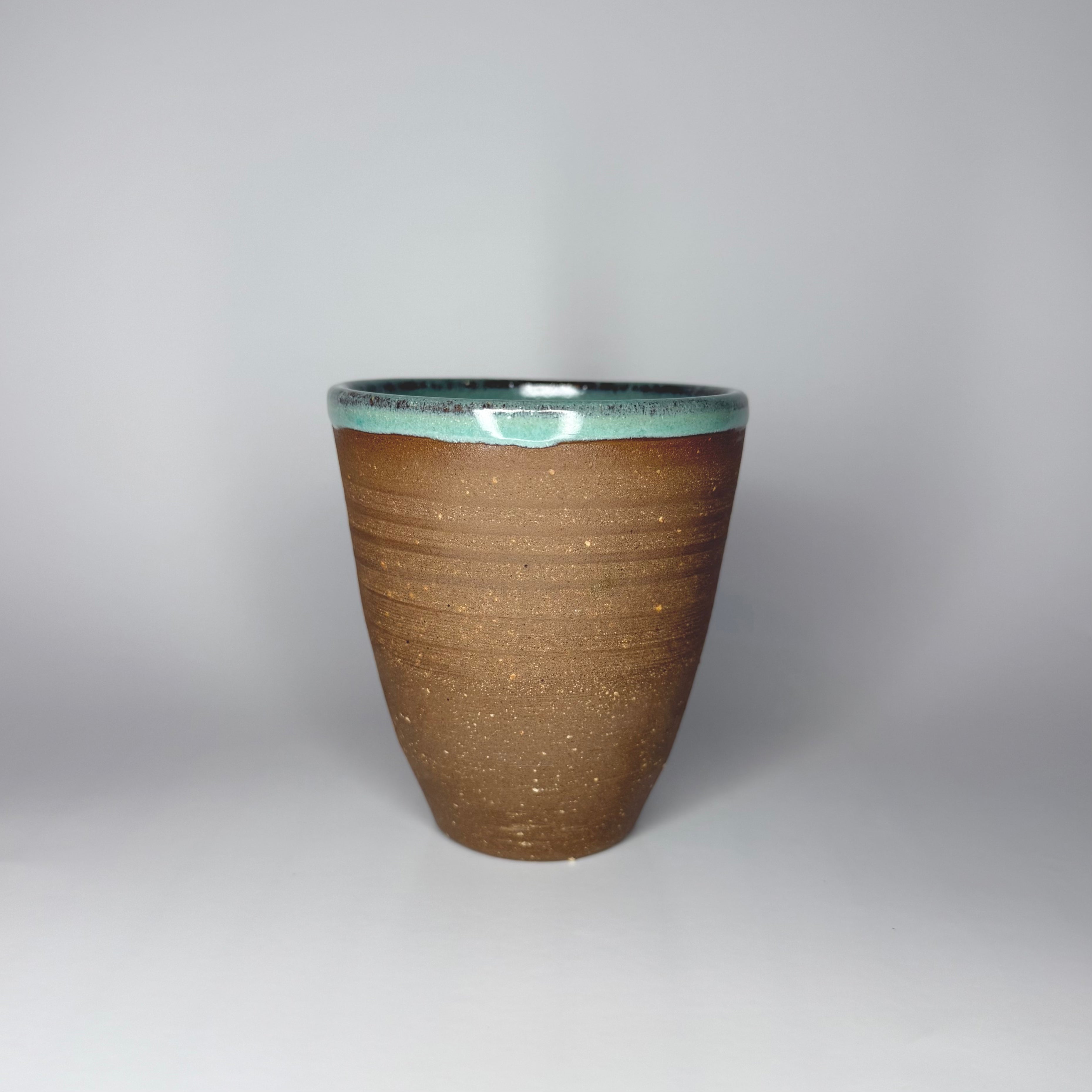 Brown Clay Cup - Light Blue