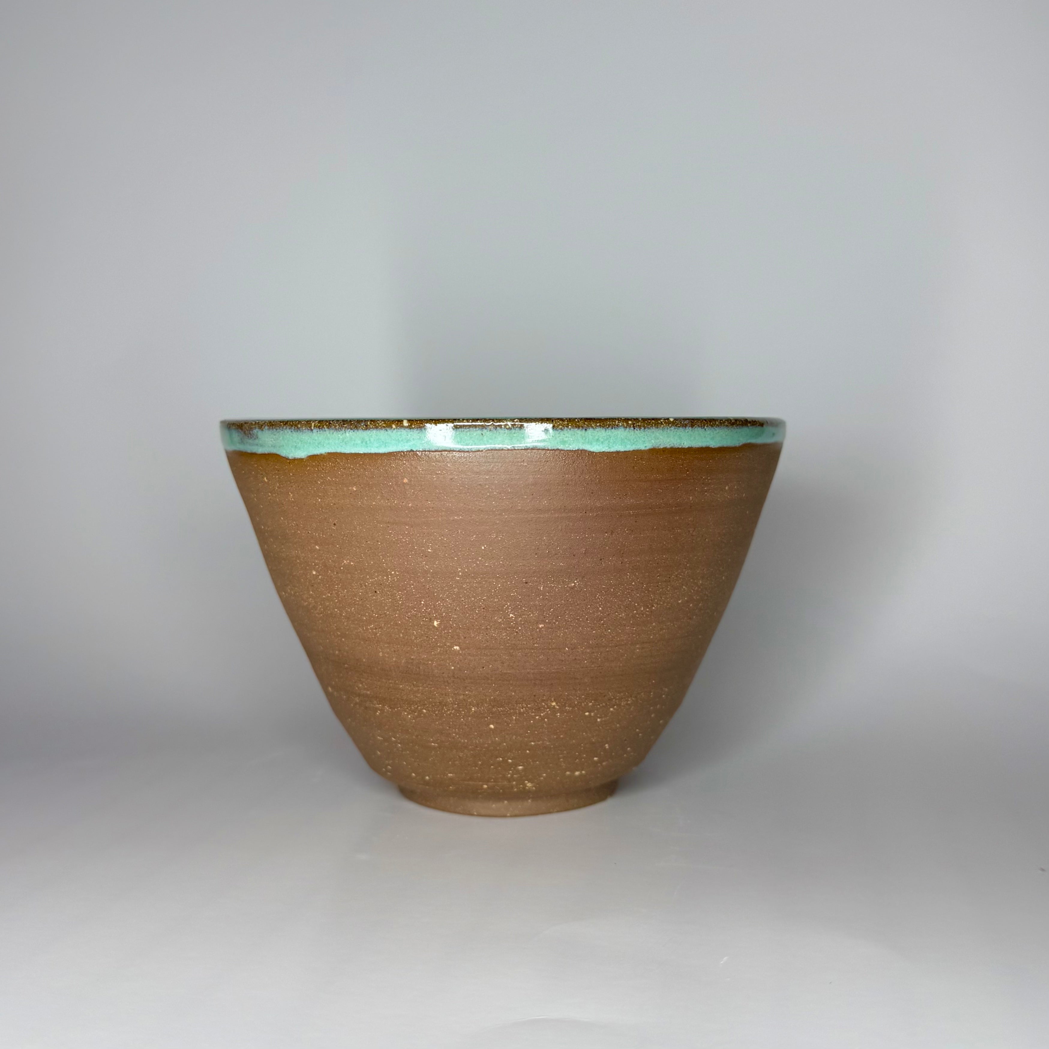 Brown Clay Bowl - Light Blue