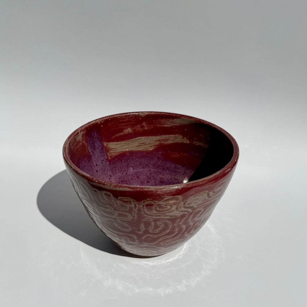 Squiggle Pattern Bowl - Raspberry