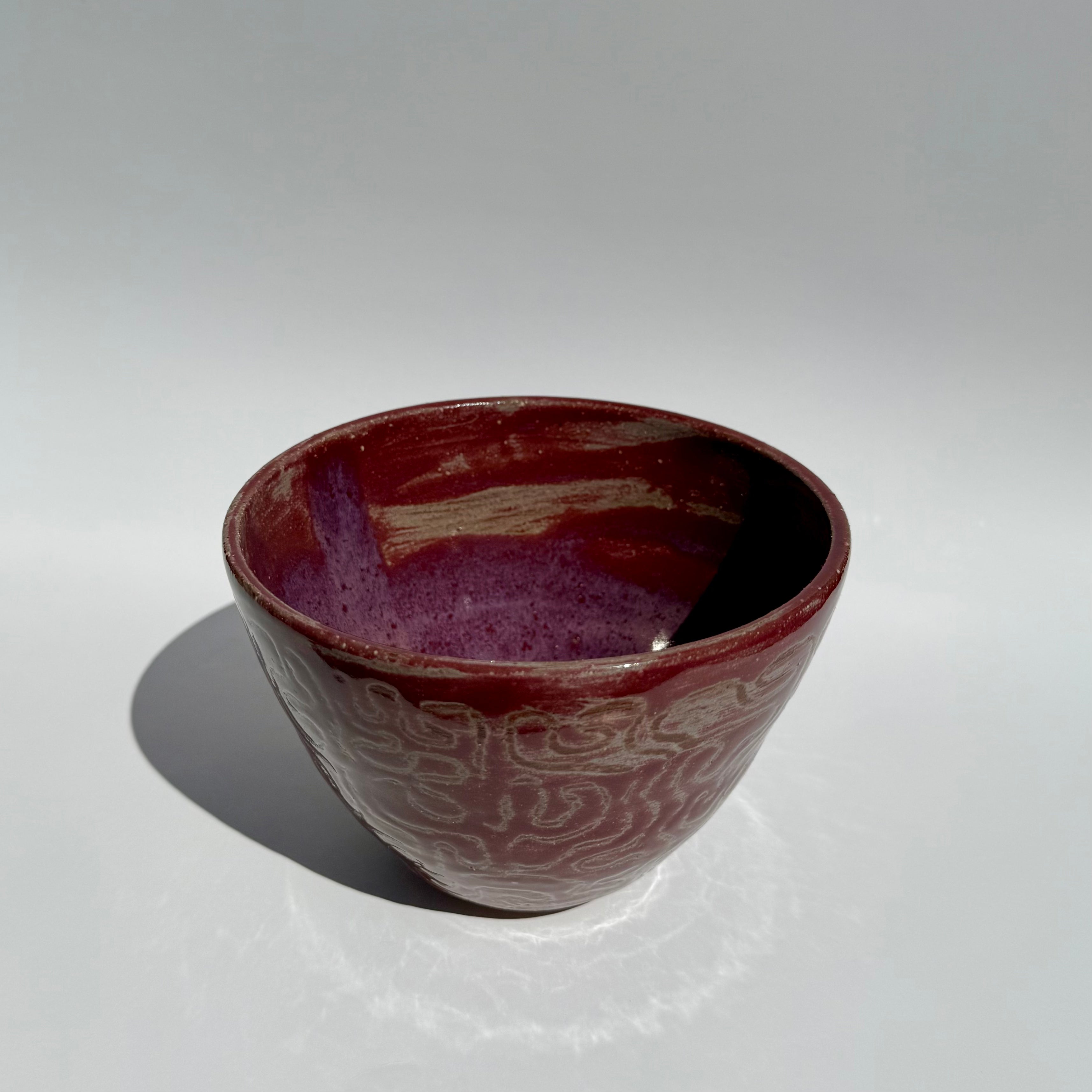 Squiggle Pattern Bowl - Raspberry